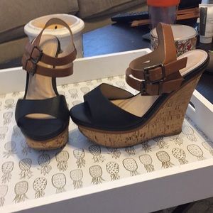 Cork heel wedges